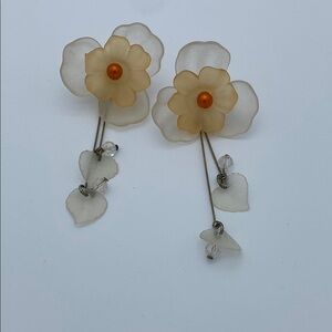 Floral Drop Earrings with Orange and Cream Petals